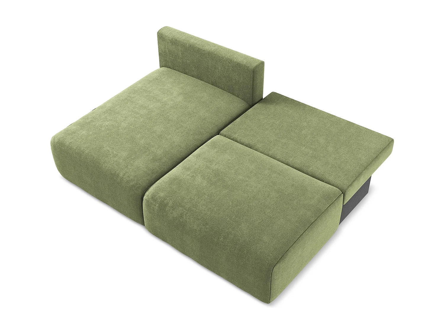 Canapé d’angle 3 places gauche sans accoudoir convertible en Chenille - vert - KONA