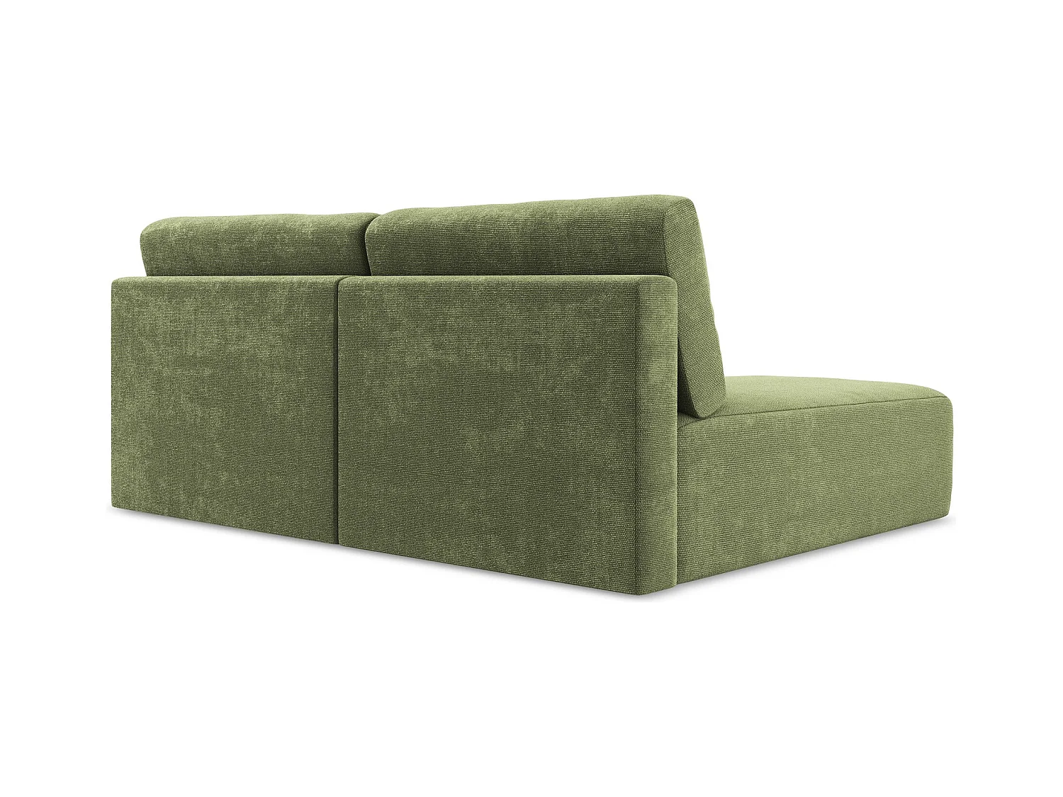 Canapé d’angle 3 places gauche sans accoudoir convertible en Chenille - vert - KONA