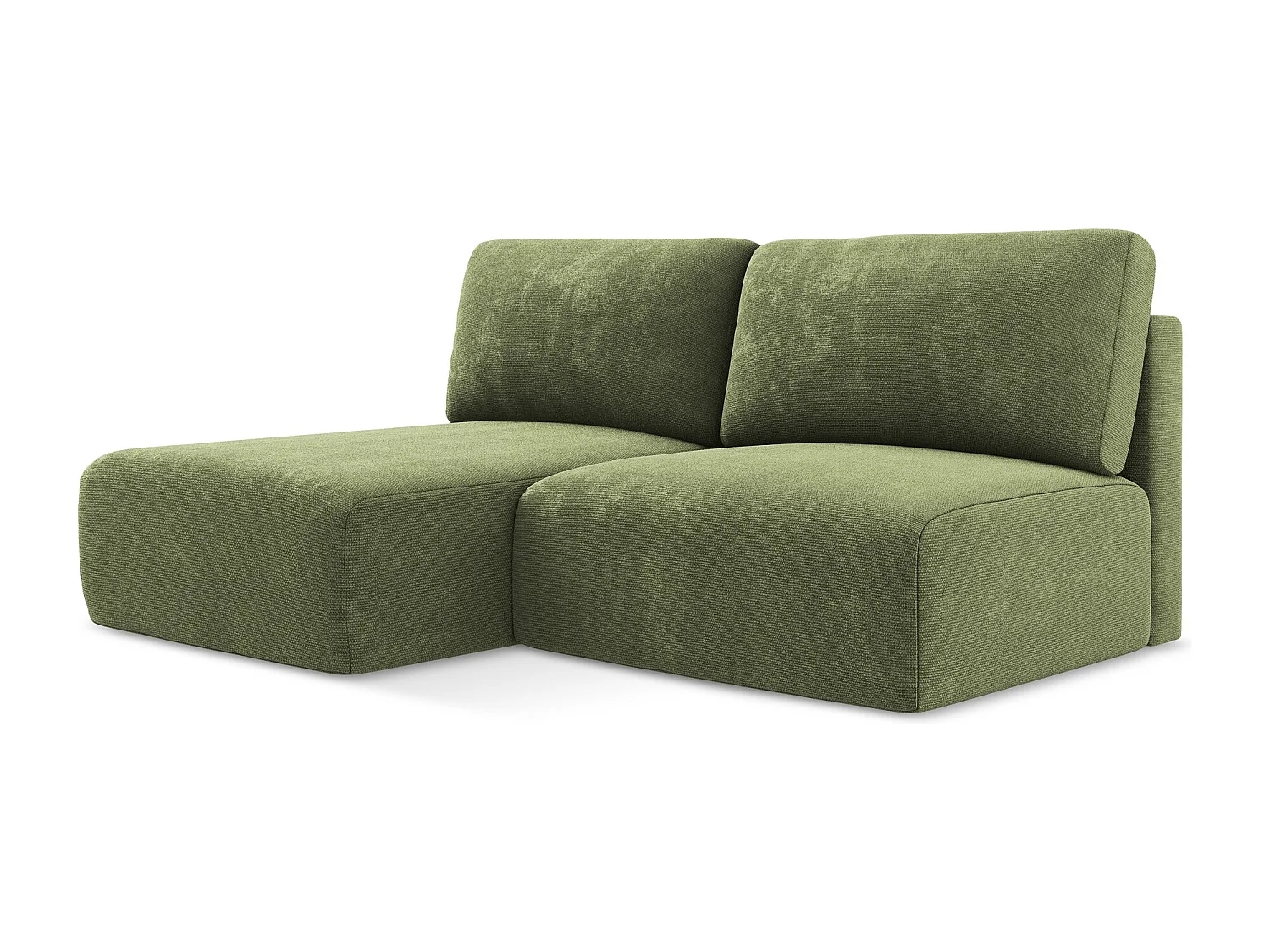 Open hoekbank links met bedfunctie van groente chenille stof - KONA