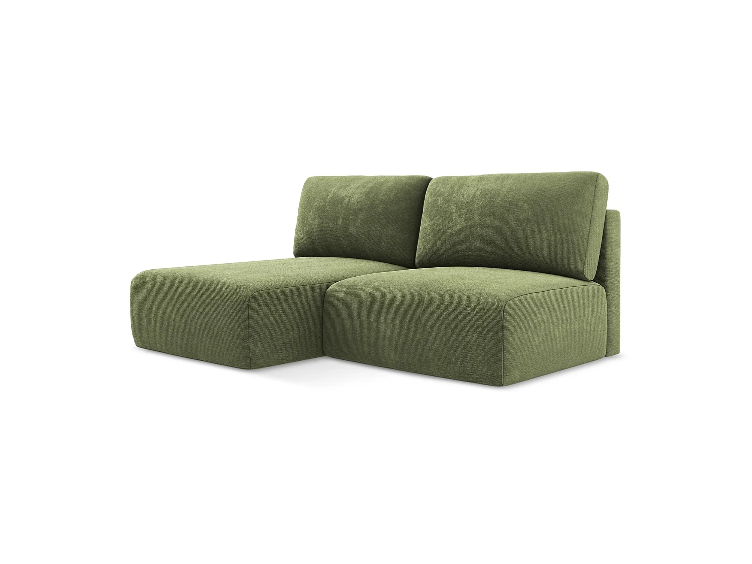 Canapé d’angle 3 places gauche convertible en tissu chenille - vert - OSTIA
