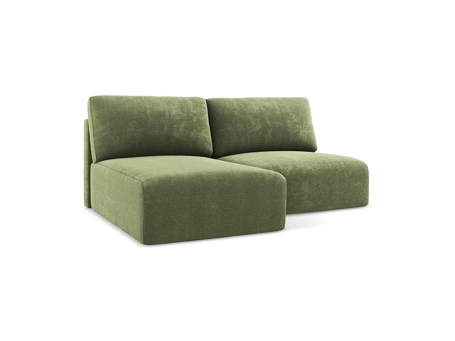 Canapé d’angle 3 places gauche convertible en tissu chenille - vert - OSTIA