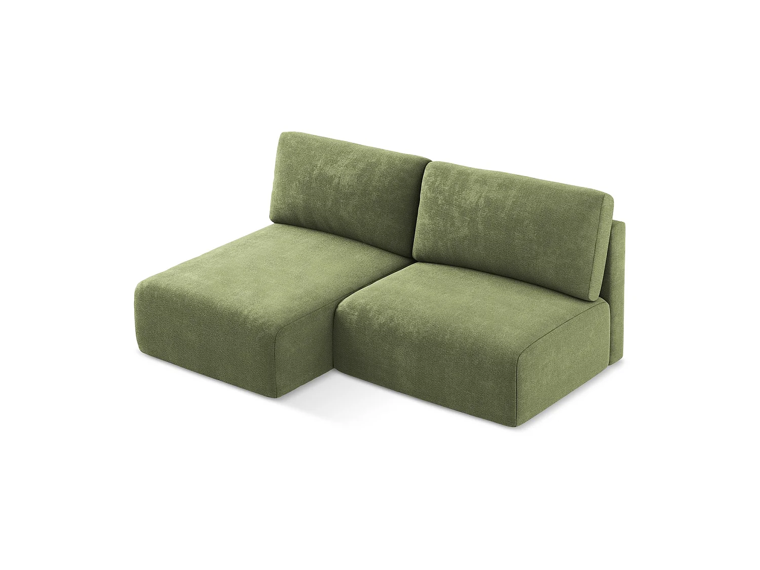 Canapé d’angle 3 places gauche convertible en tissu chenille - vert - OSTIA