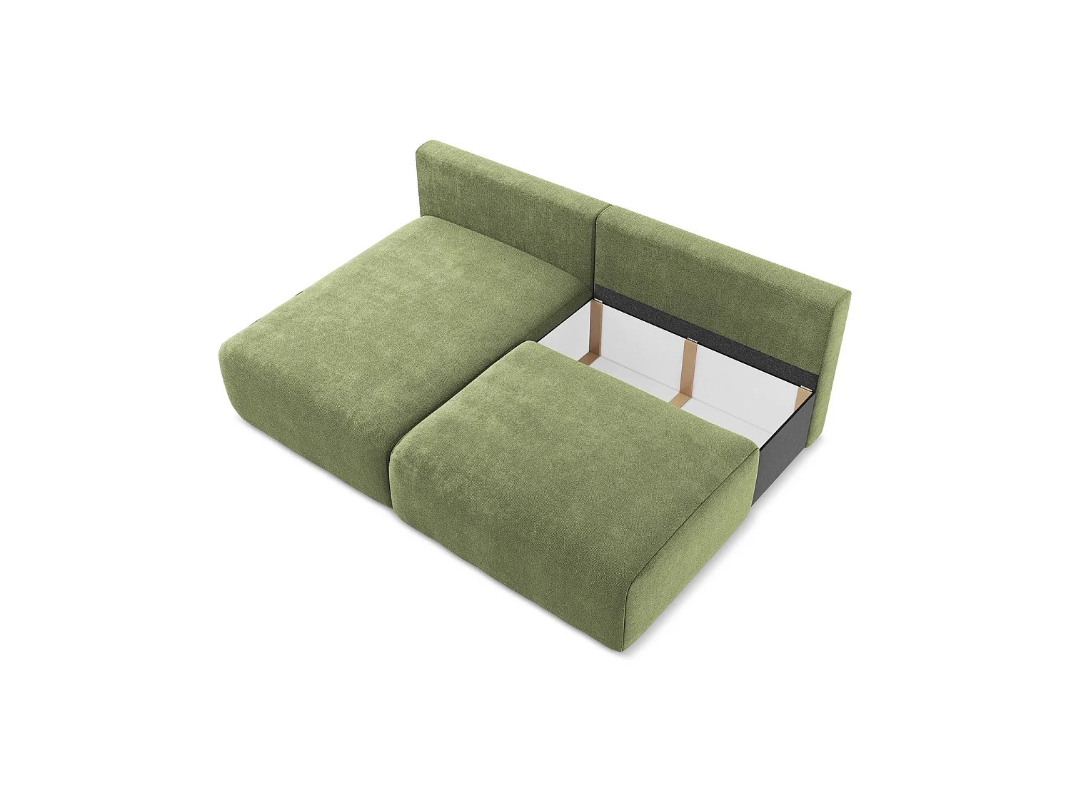 Canapé d’angle 3 places gauche convertible en tissu chenille - vert - OSTIA