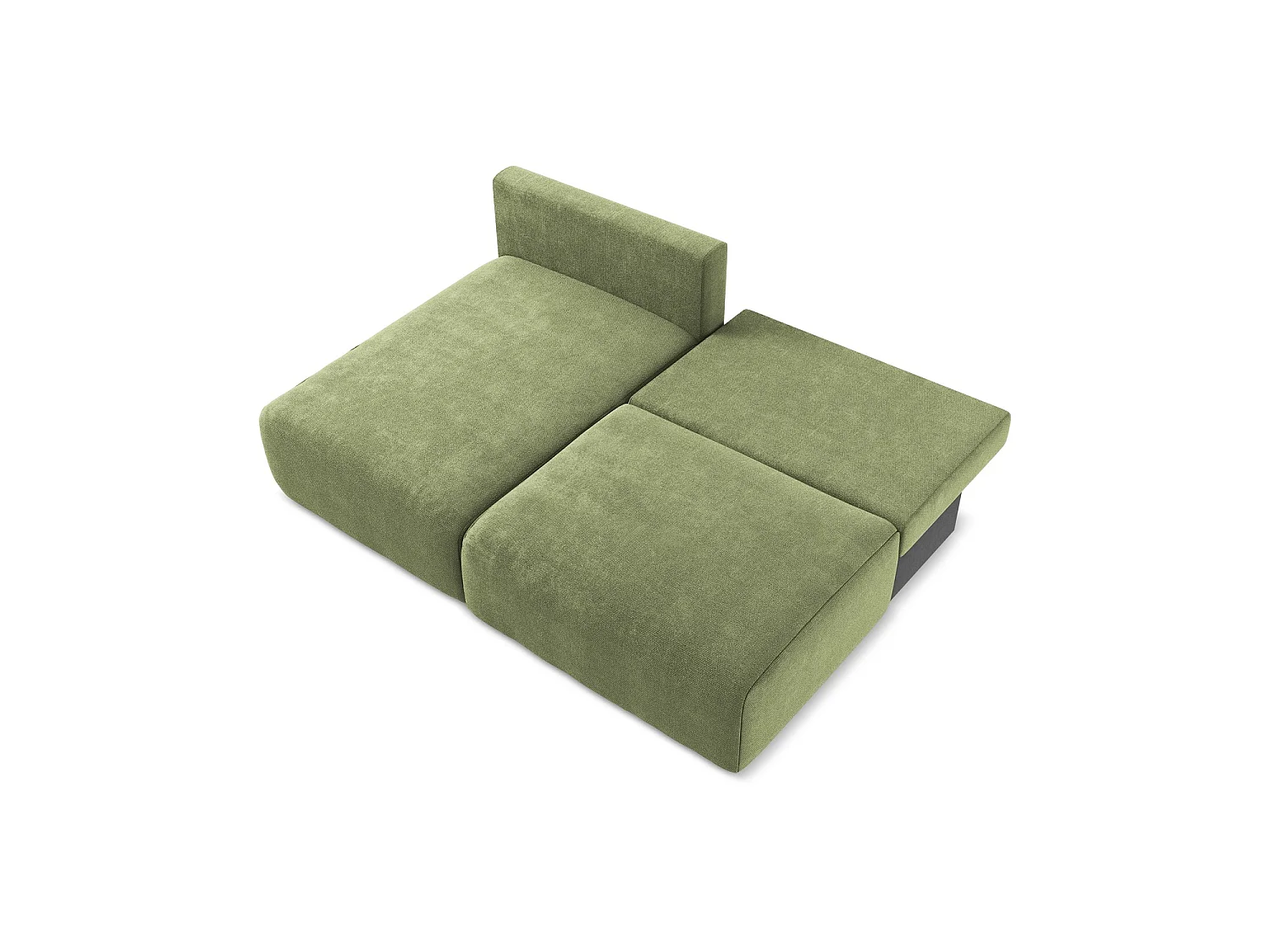 Canapé d’angle 3 places gauche convertible en tissu chenille - vert - OSTIA
