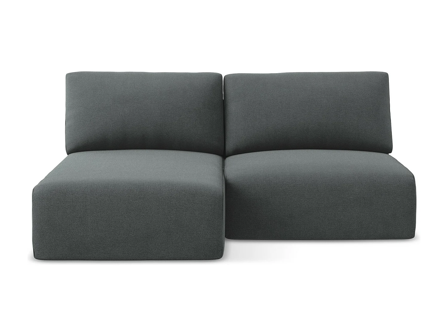 Open hoekbank links met bedfunctie van grijs textuurstof - KONA