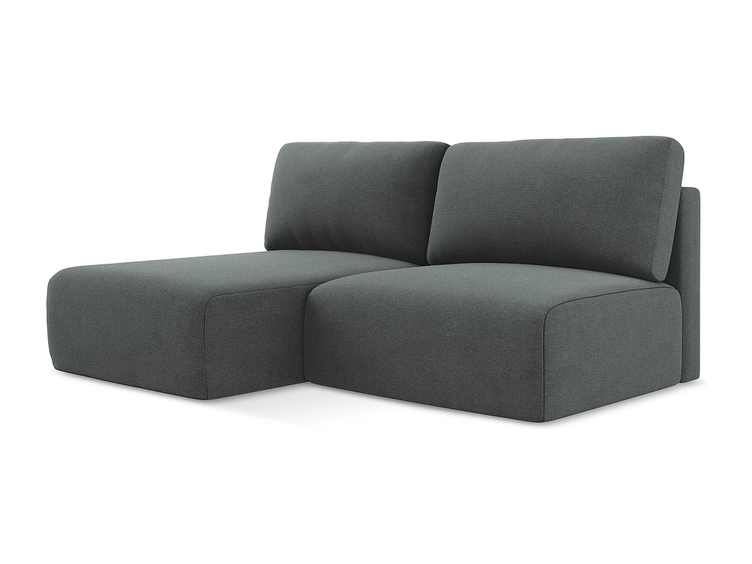 Ecksofa ohne Armlehne mit Schlaffunktion Links - Links - Strukturstoff - Grau - KONA