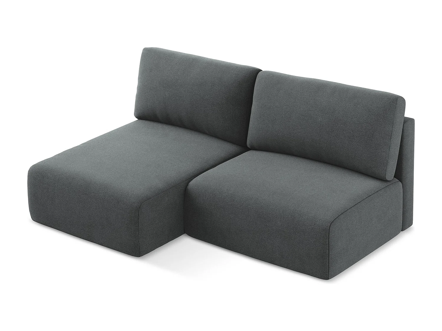 Ecksofa ohne Armlehne mit Schlaffunktion Links - Links - Strukturstoff - Grau - KONA