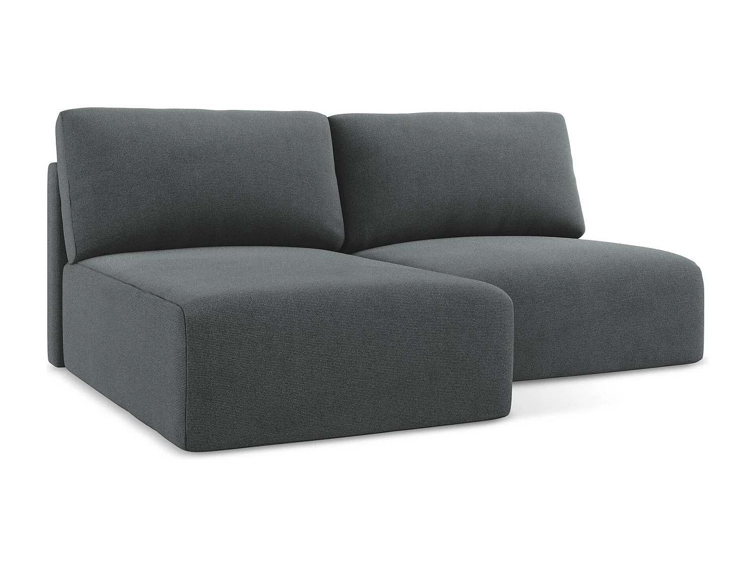 Ecksofa ohne Armlehne mit Schlaffunktion Links - Links - Strukturstoff - Grau - KONA