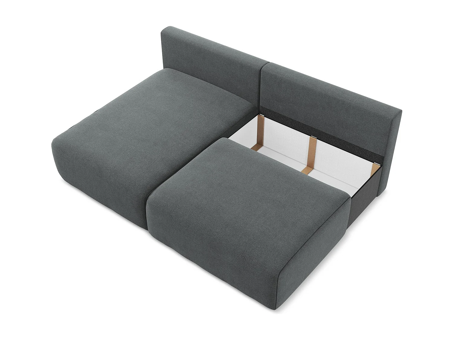 Ecksofa ohne Armlehne mit Schlaffunktion Links - Links - Strukturstoff - Grau - KONA