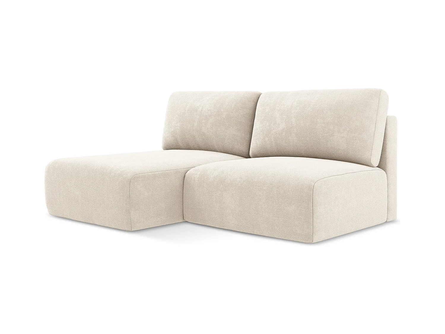 Ecksofa ohne Armlehne mit Schlaffunktion Links - Links - Chenille - Hell beige - KONA