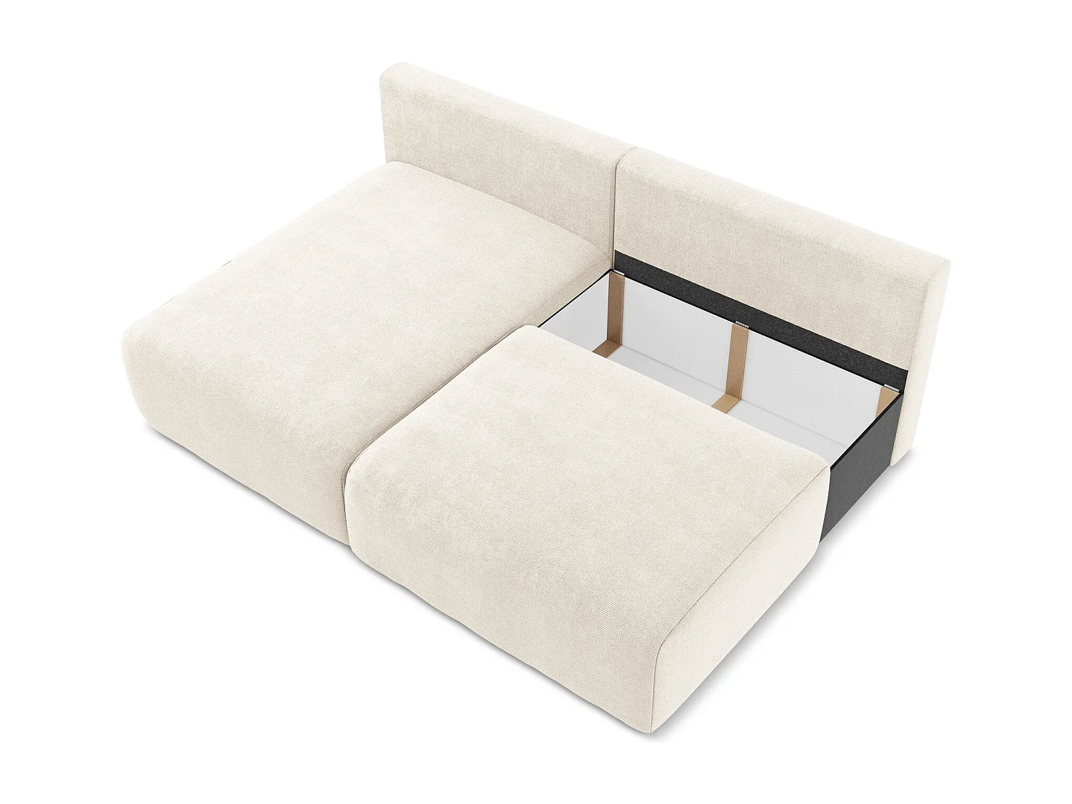 Ecksofa ohne Armlehne mit Schlaffunktion Links - Links - Chenille - Hell beige - KONA