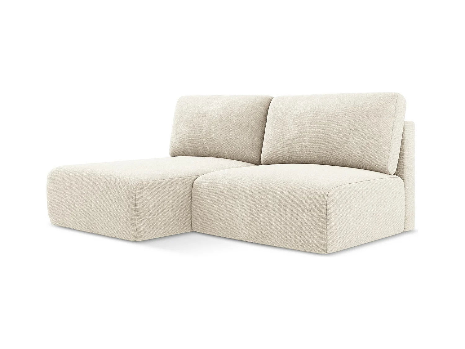 Canapé d’angle 3 places gauche sans accoudoir convertible en Chenille - beige clair - KONA