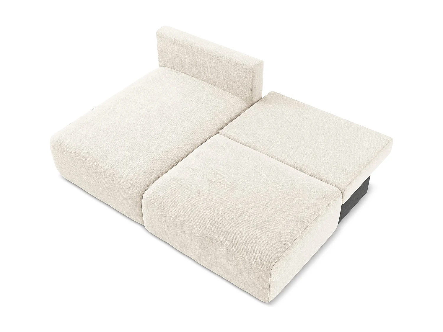 Open hoekbank links met bedfunctie van lichtbeige chenille stof - KONA