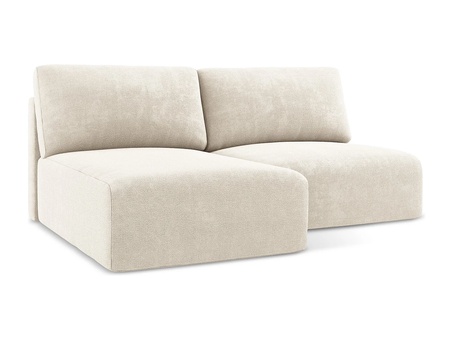 Canapé d’angle 3 places gauche sans accoudoir convertible en Chenille - beige clair - KONA