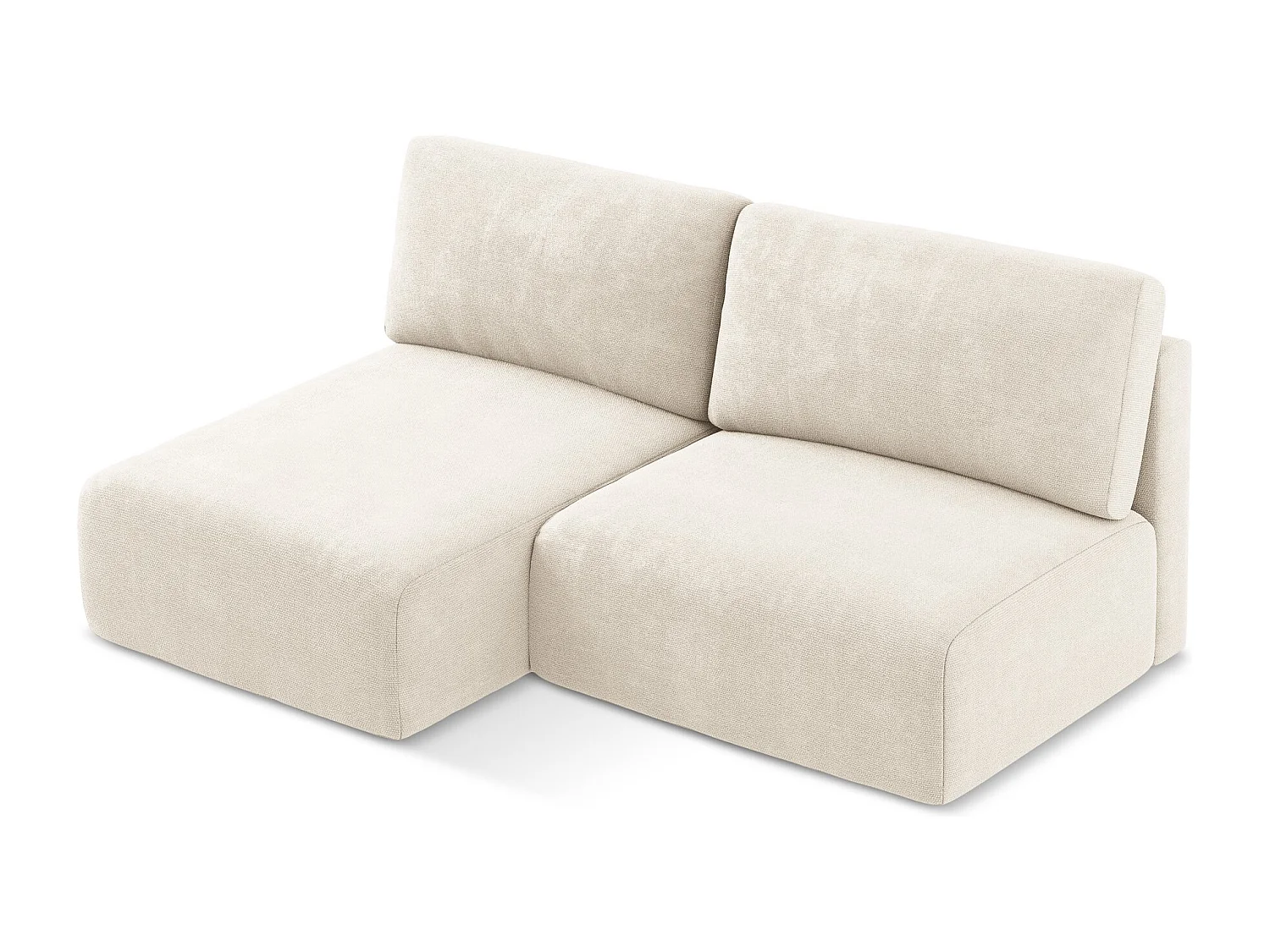 Canapé d’angle 3 places gauche sans accoudoir convertible en Chenille - beige clair - KONA