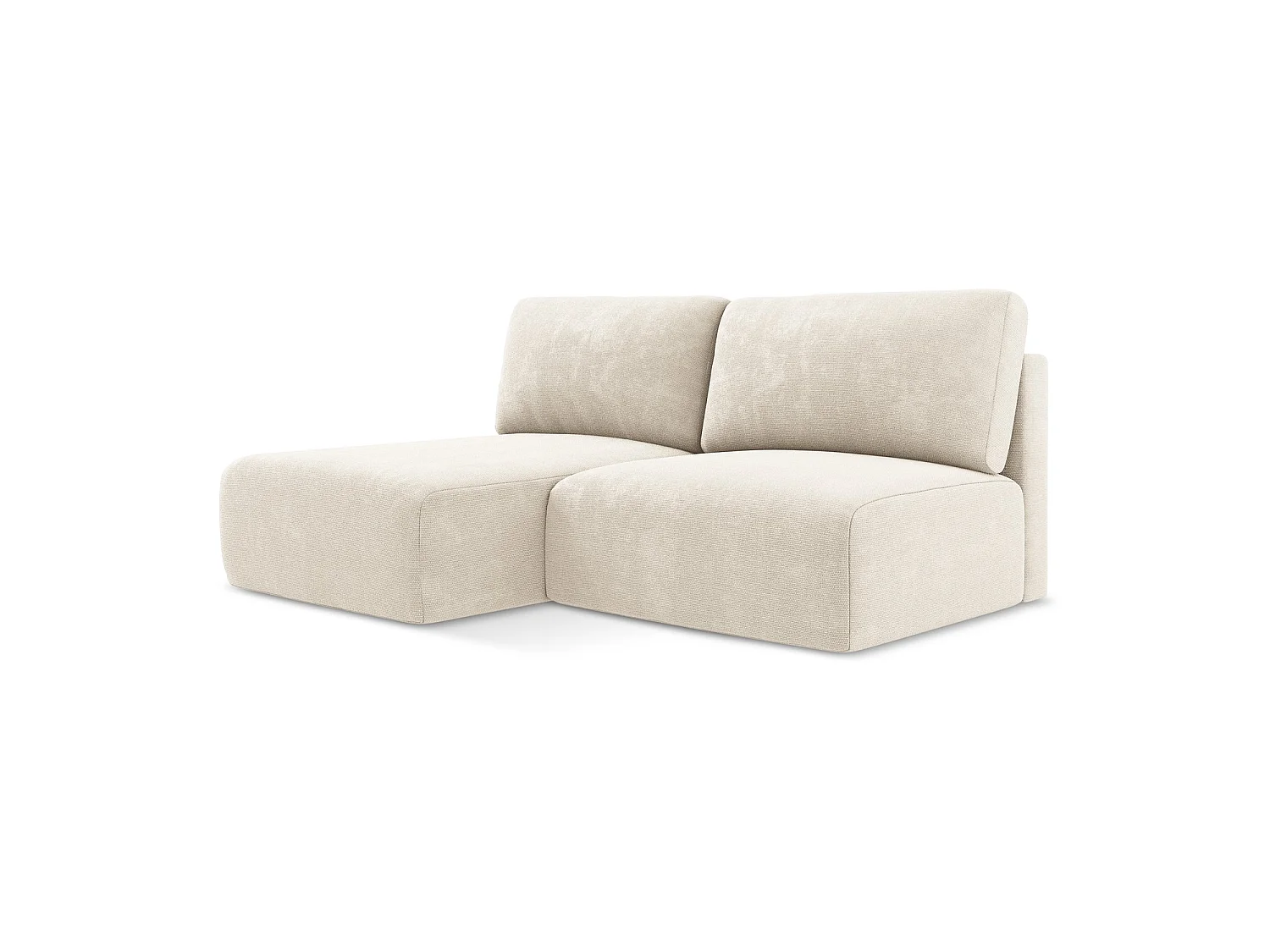 Hoekslaapbank links van lichtbeige chenille stof - OSTIA
