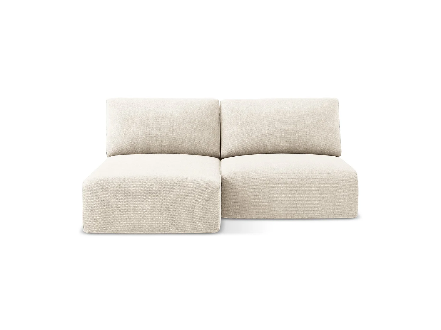 Hoekslaapbank links van lichtbeige chenille stof - OSTIA