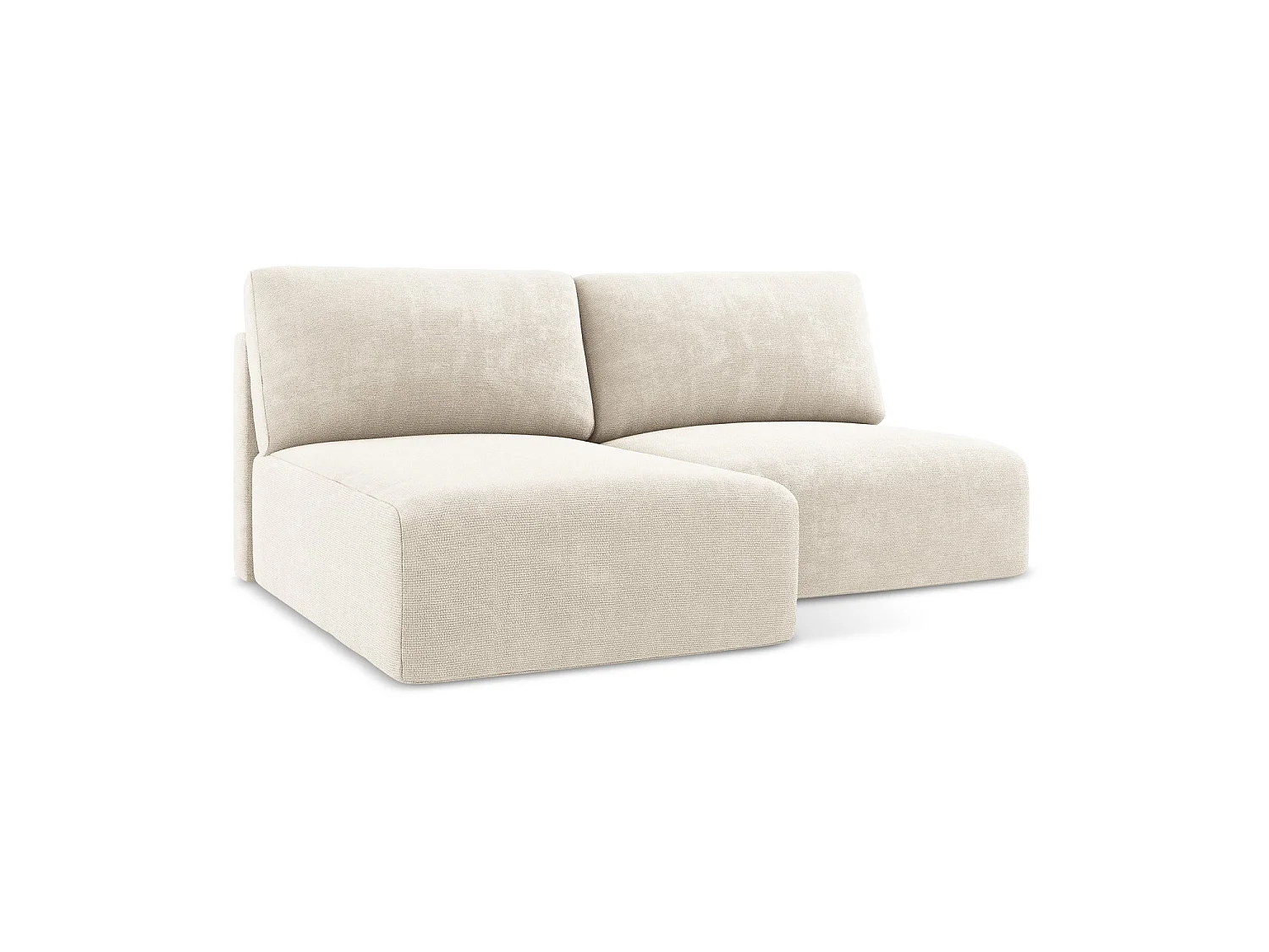 Hoekslaapbank links van lichtbeige chenille stof - OSTIA