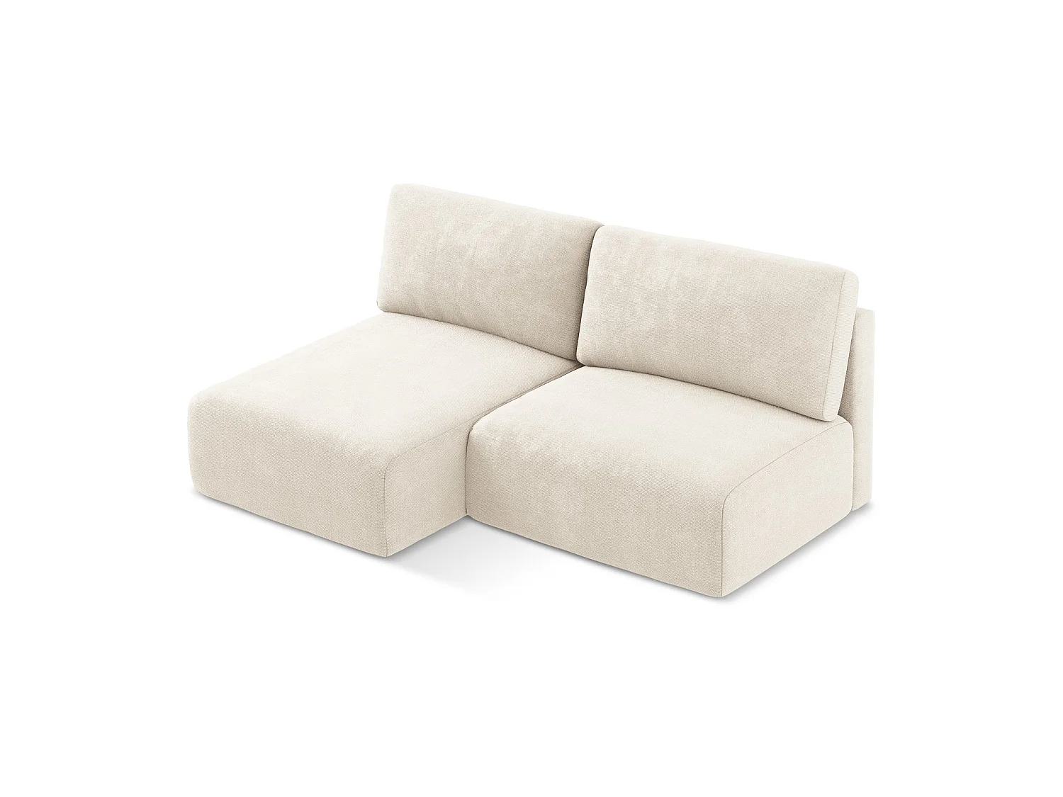 Hoekslaapbank links van lichtbeige chenille stof - OSTIA