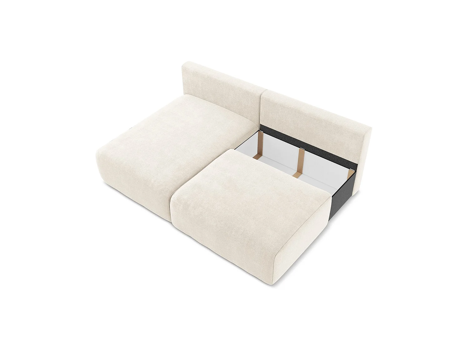 Hoekslaapbank links van lichtbeige chenille stof - OSTIA