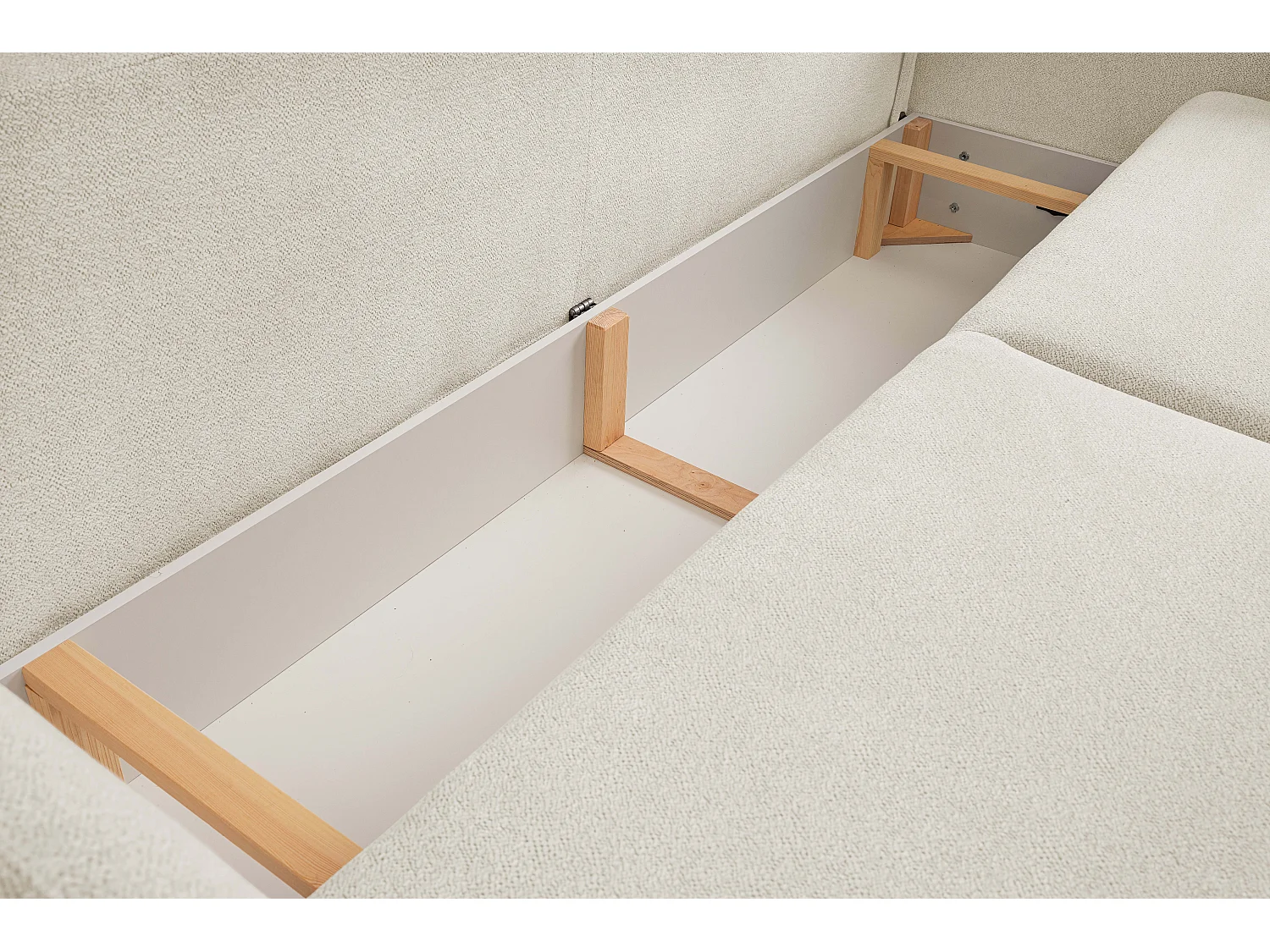 Schlafsofa LOOP, modernes Design, Stauraum, skandinavischer Stil, 234x86x112 cm, Farbe: WEISS