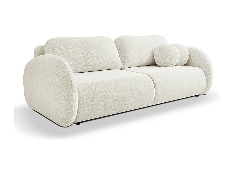 Canapé LOOP convertible, design moderne, coffre de rangement, style scandinave, 234x86x112 cm, couleur : BLANC