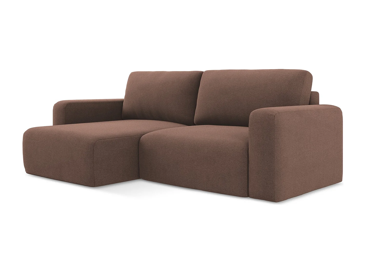 3-Sitzer Ecksofa mit Schlaffunktion - Ecke Links - Strukturstoff - Puderrosa - KONA