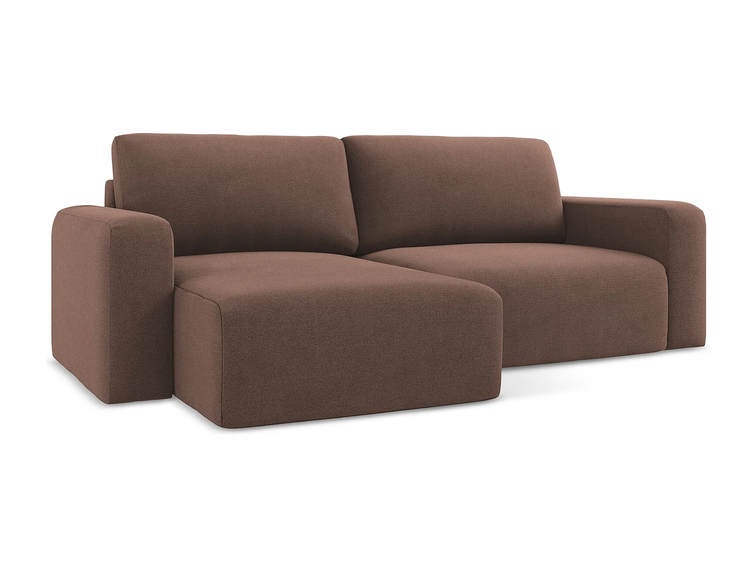 3-Sitzer Ecksofa mit Schlaffunktion - Ecke Links - Strukturstoff - Puderrosa - KONA