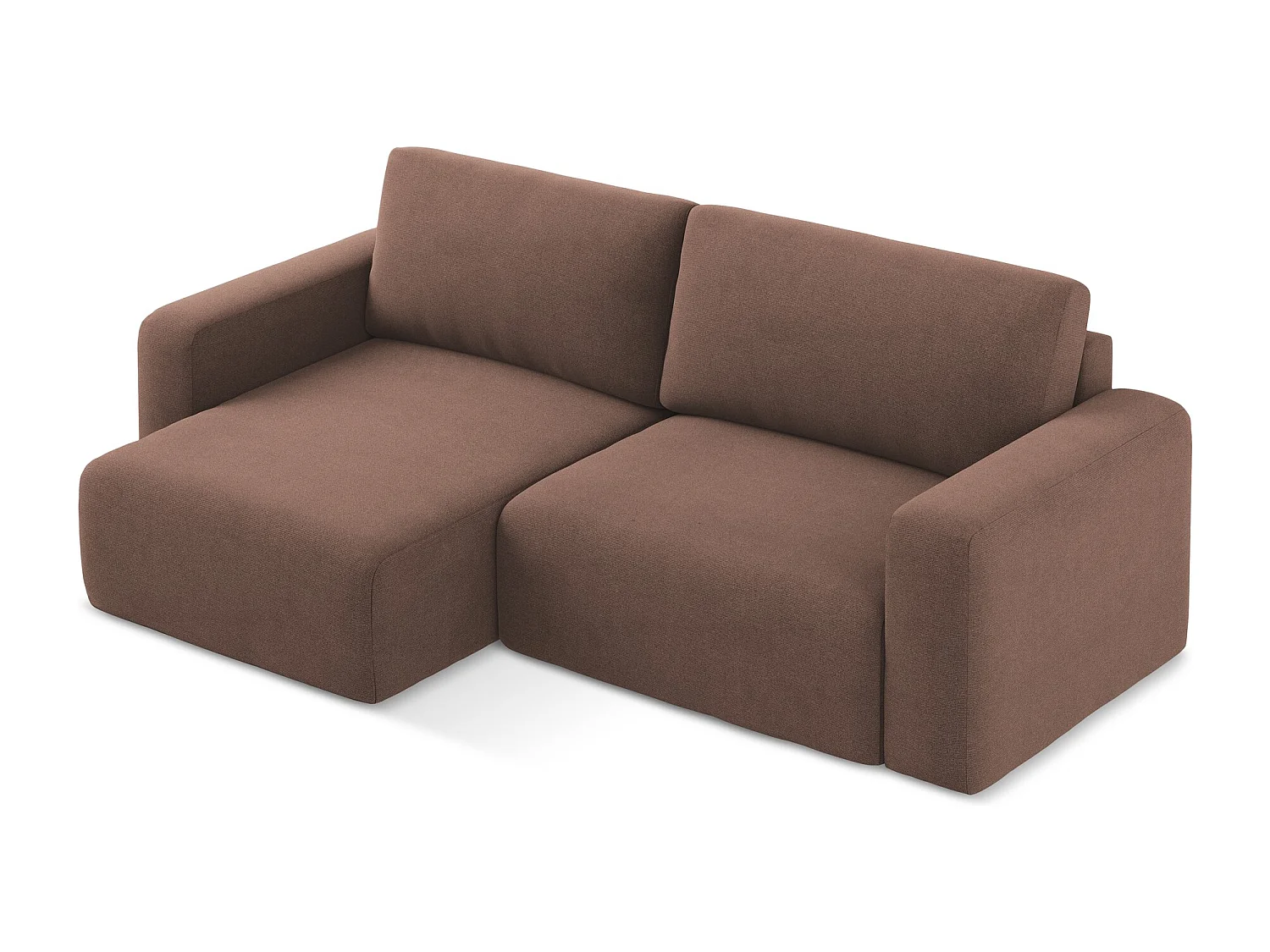 3-Sitzer Ecksofa mit Schlaffunktion - Ecke Links - Strukturstoff - Puderrosa - KONA