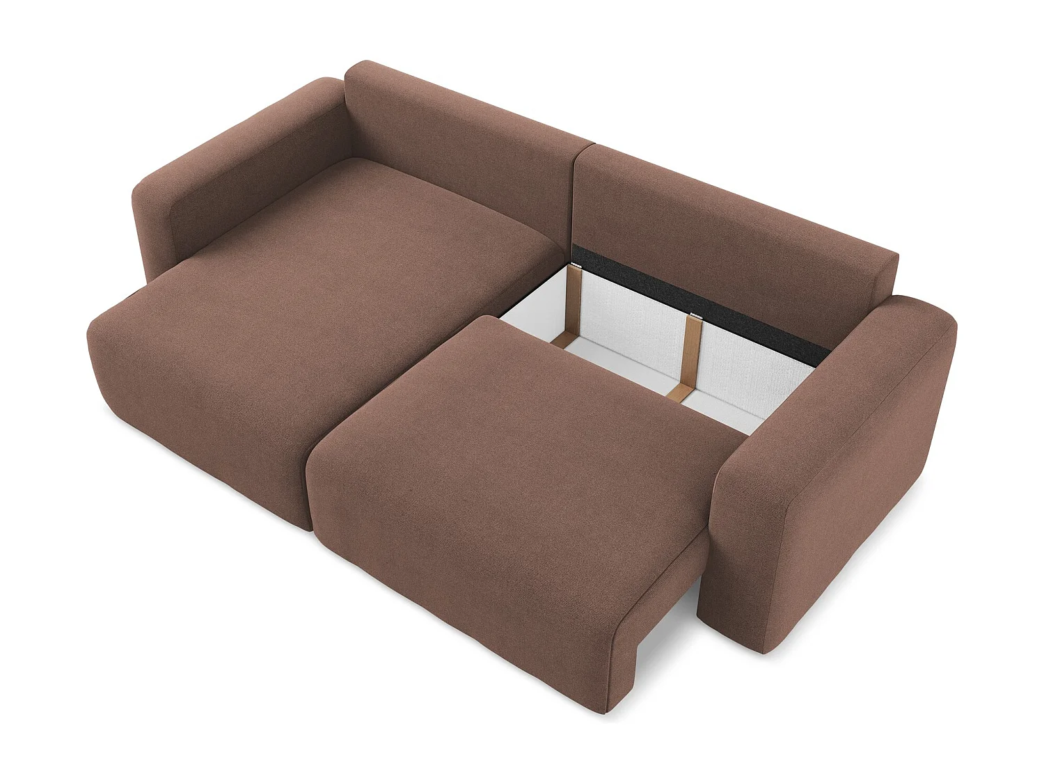 3-Sitzer Ecksofa mit Schlaffunktion - Ecke Links - Strukturstoff - Puderrosa - KONA