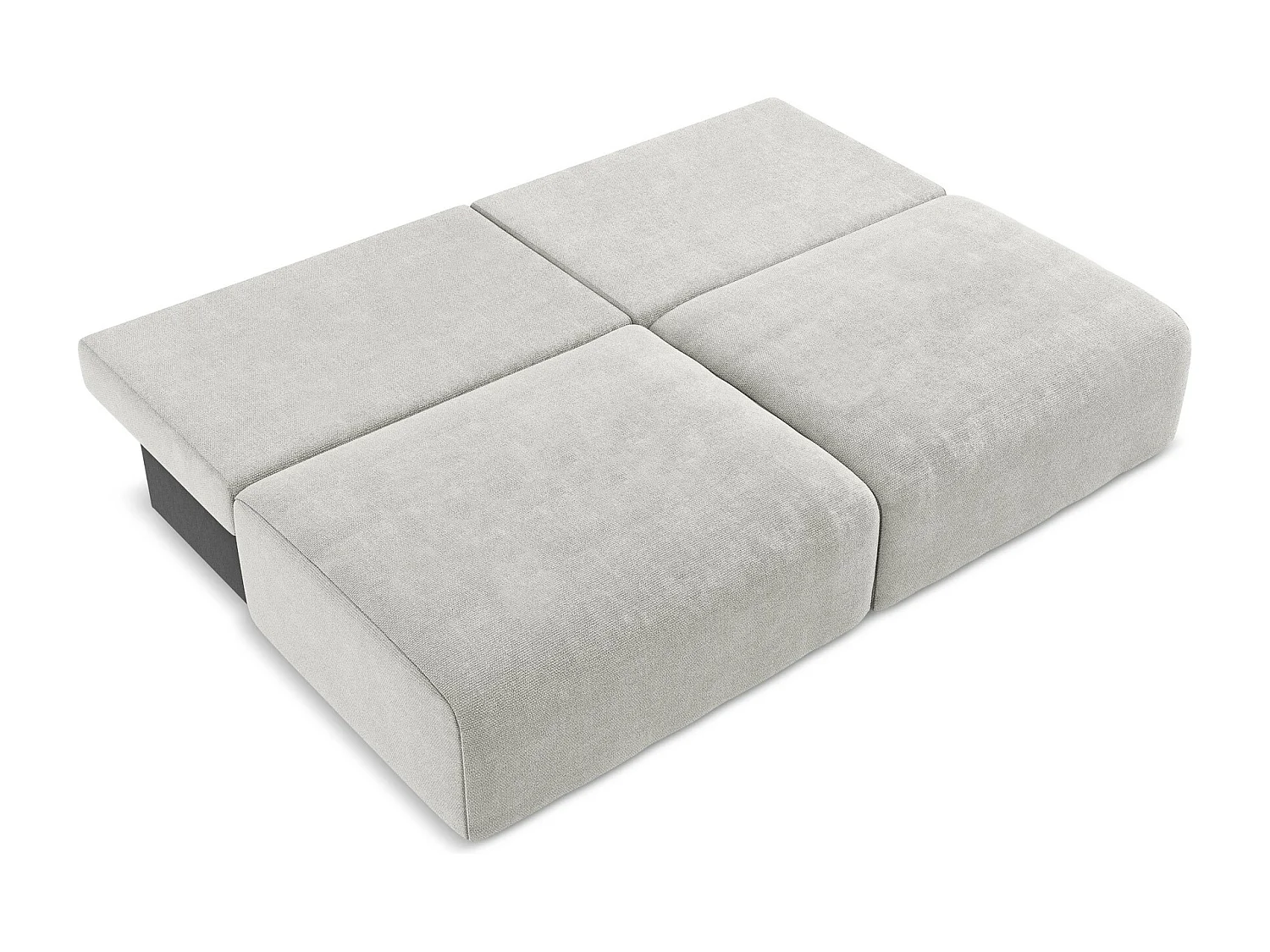 3-zits open bank met bedfunctie van lichtgrijs chenille stof - KONA