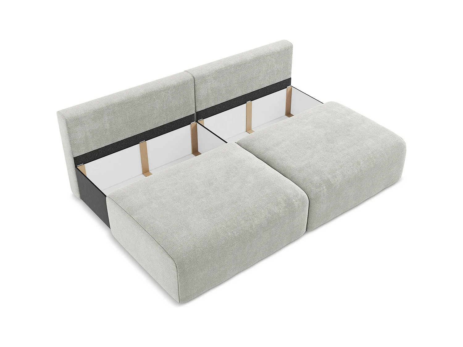 Canapé 3 places sans accoudoir convertible en Chenille - gris clair - KONA