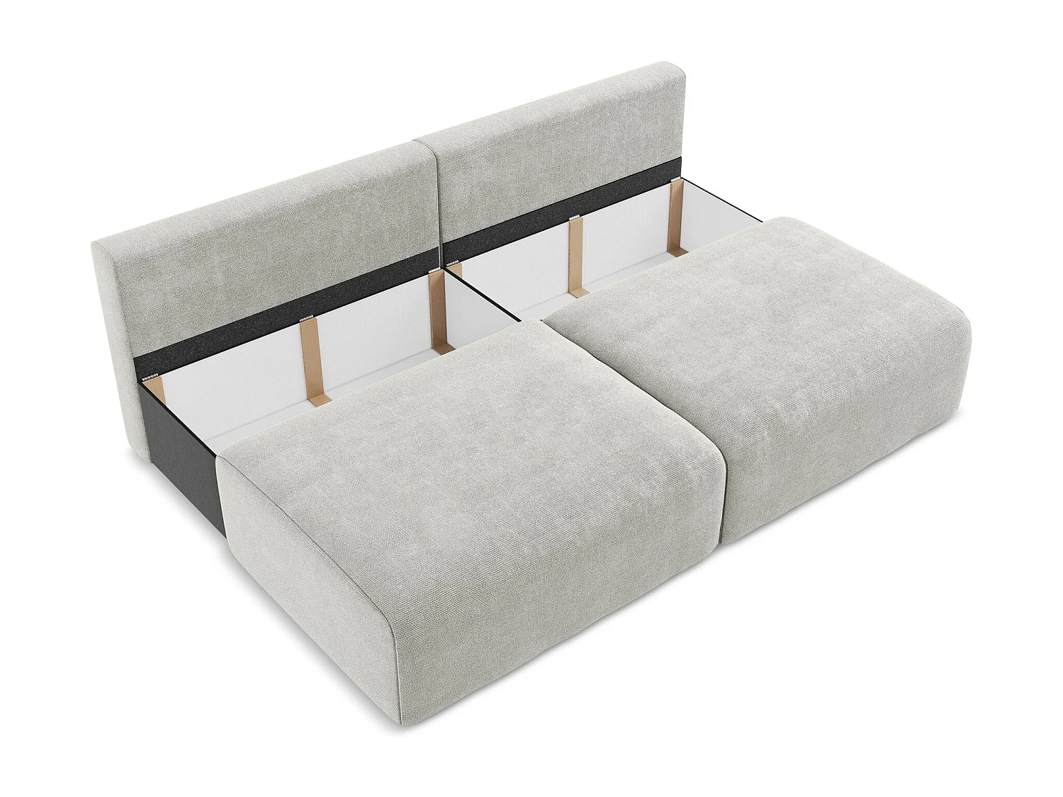 Canapé 3 places sans accoudoir convertible en Chenille - gris clair - KONA