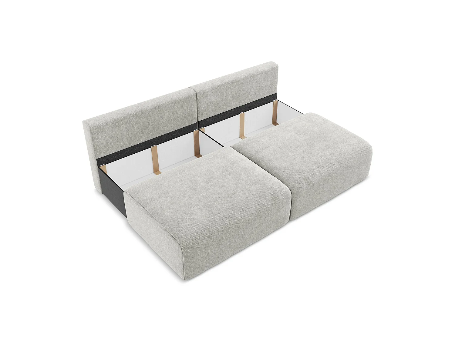 Driezits-slaapbank van lichtgrijs chenille stof - OSTIA