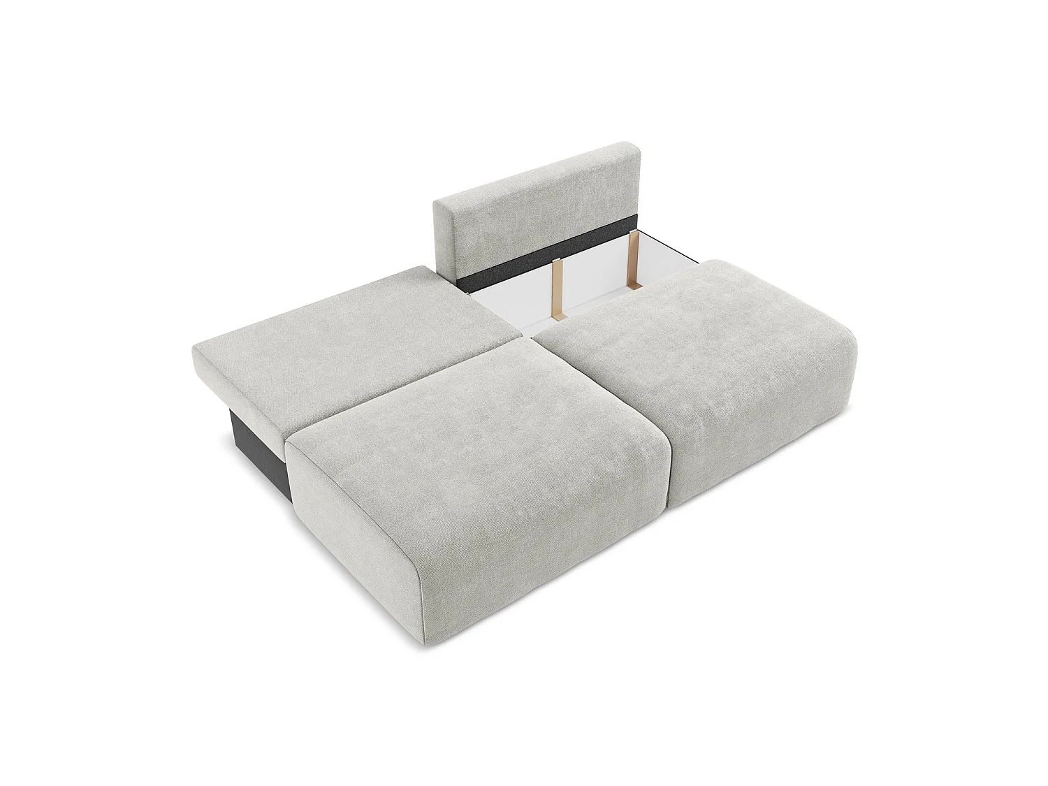 Driezits-slaapbank van lichtgrijs chenille stof - OSTIA