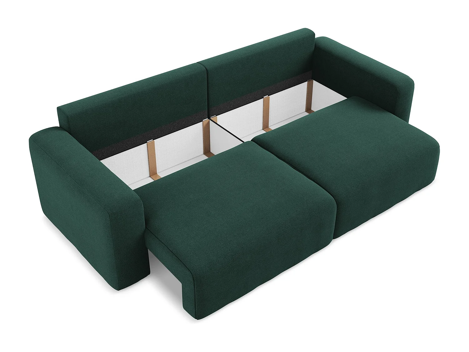 3-Sitzer Sofa mit Schlaffunktion - - Strukturstoff - Flaschengrün - KONA