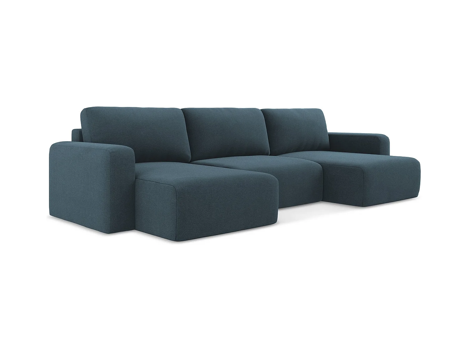 Wohnlandschaft mit Schlaffunktion - / - Strukturstoff - Jeans - KONA