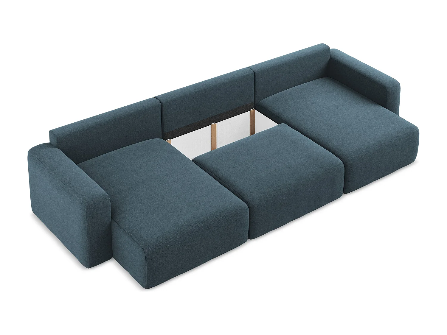 Panoramische bank met bedfunctie van jeans textuurstof - KONA