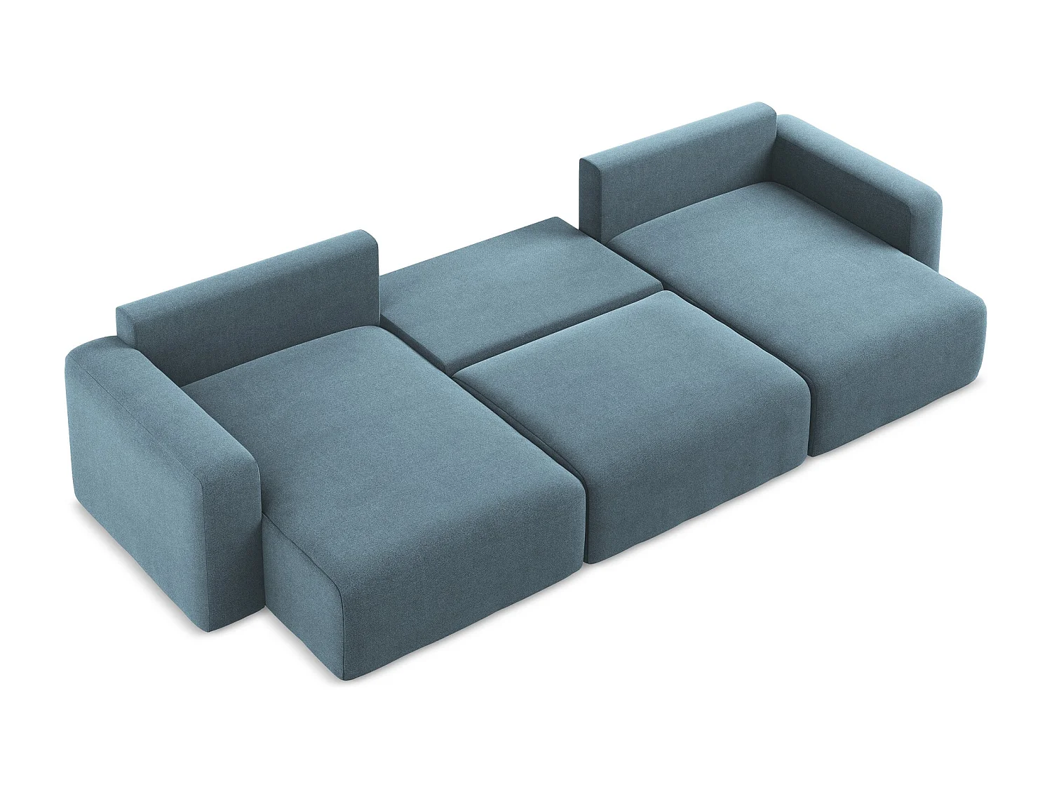 Canapé panoramique convertible en Strukturstoff - bleu clair - KONA