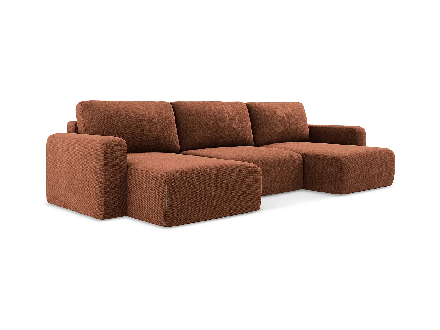 Wohnlandschaft mit Schlaffunktion - / - Chenille - Terrakotta - KONA