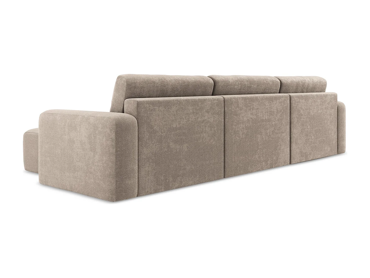 Sofa panoramiczna z funkcją spania - z tkaniny szenilowej - ciemny beż - KONA