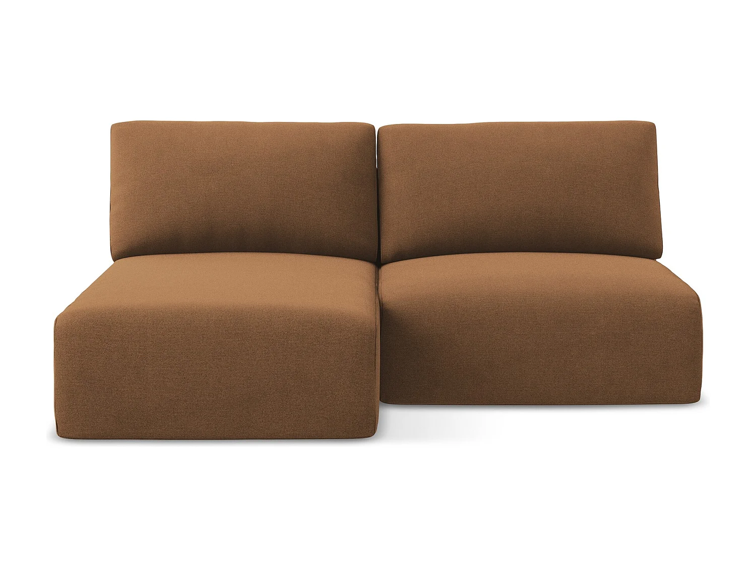 Sofá de canto esquerdo sem apoios de braços convertível 3 lugares em tecido texturizado terracota - KONA