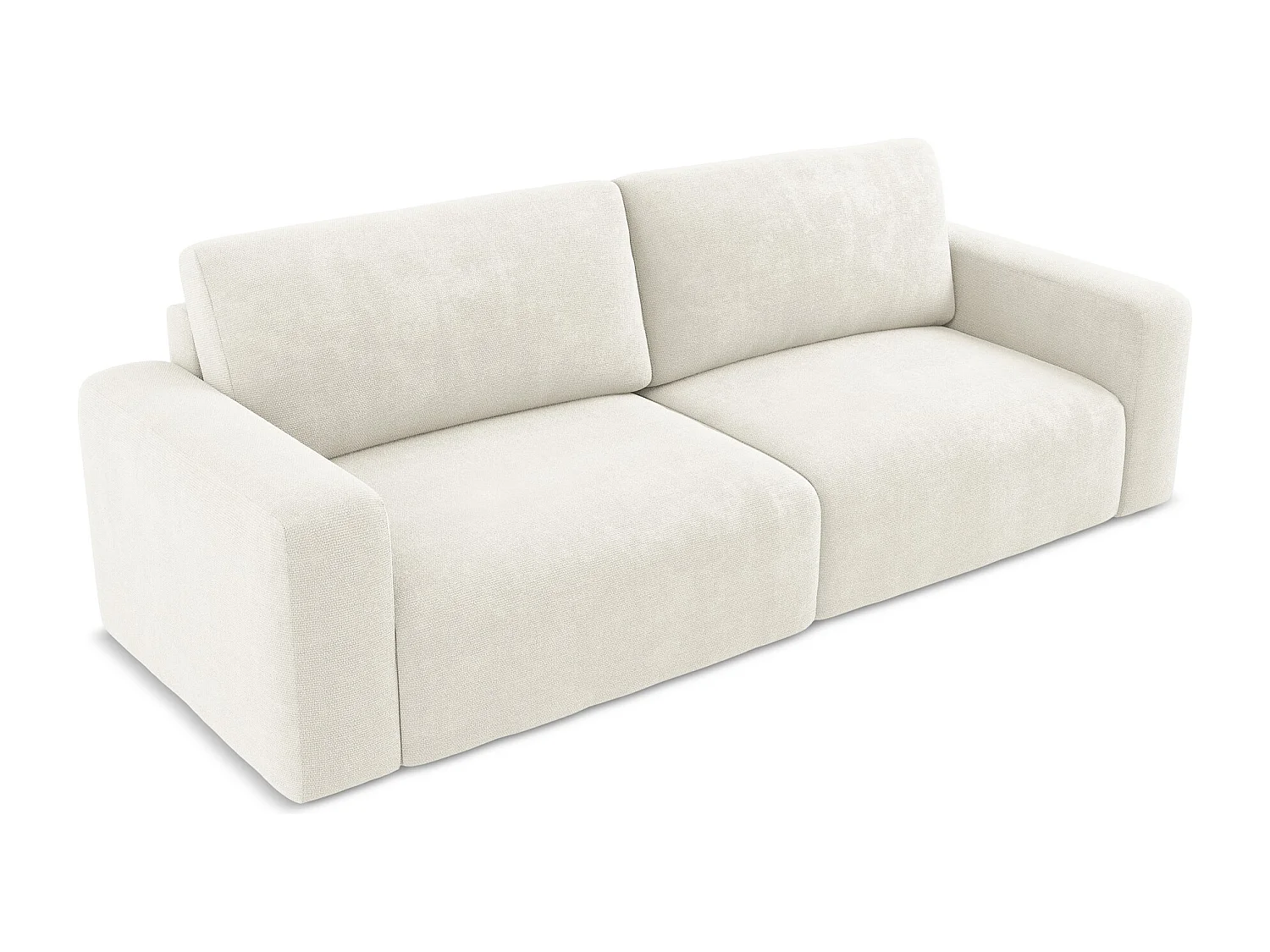 Driezits-slaapbank van wit chenille stof - KONA