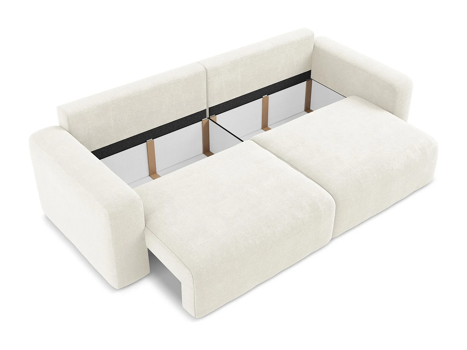 Driezits-slaapbank van wit chenille stof - KONA