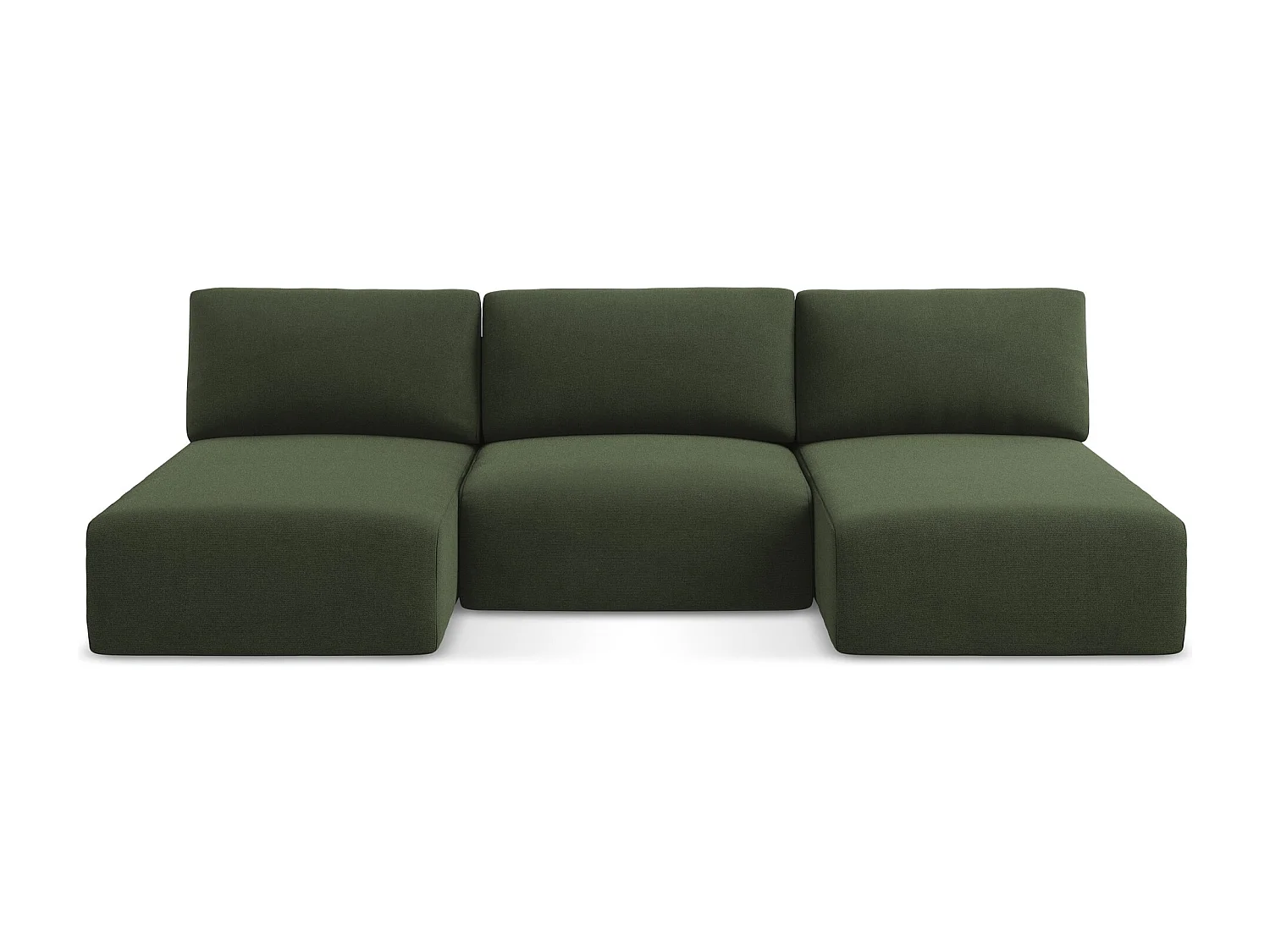 Panoramische open bank met bedfunctie van olijf textuurstof - KONA