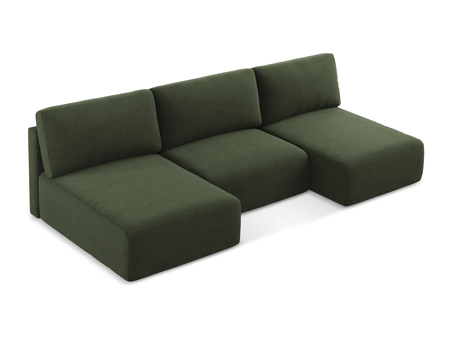 Panoramische open bank met bedfunctie van olijf textuurstof - KONA