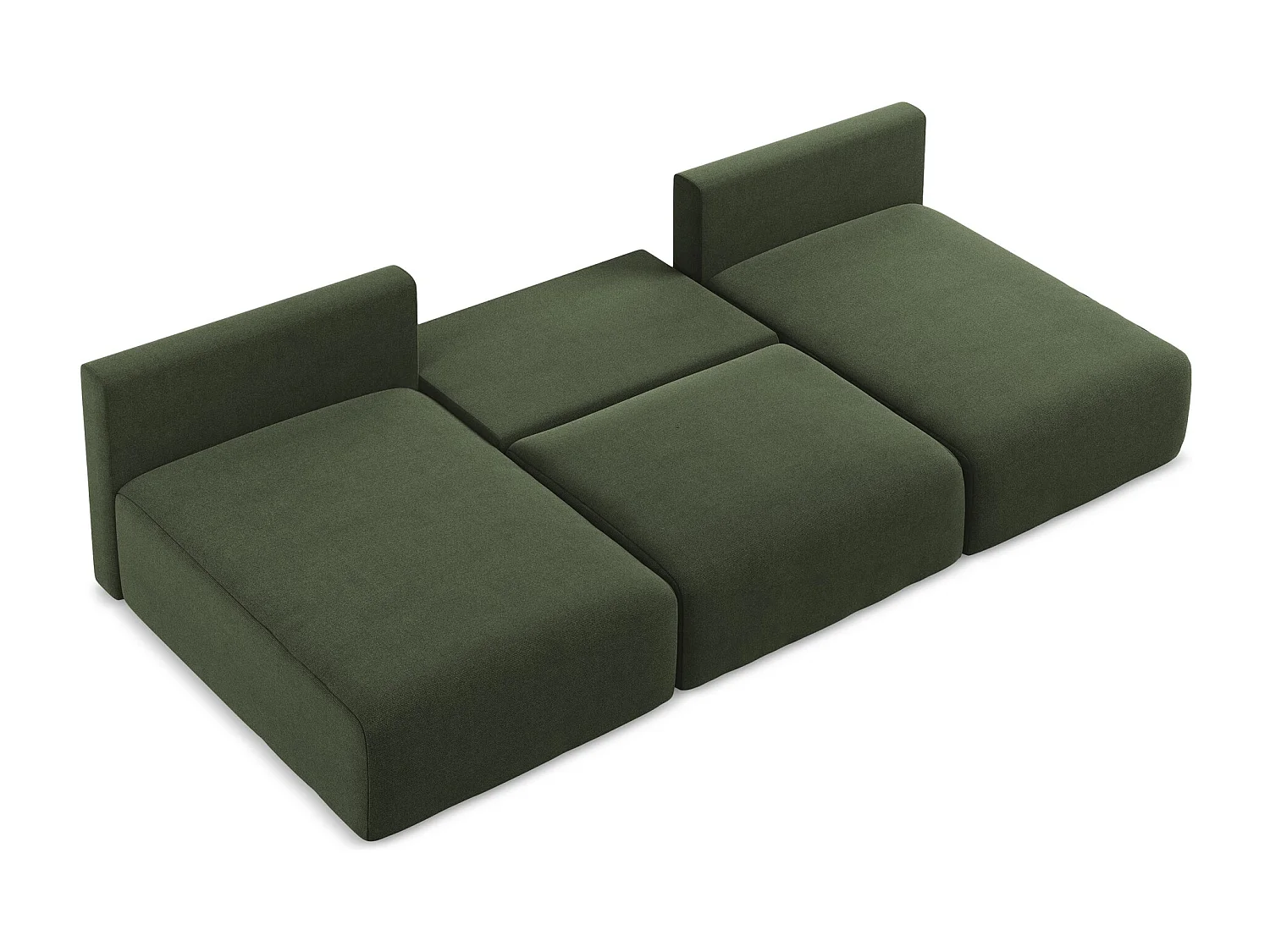 Panoramische open bank met bedfunctie van olijf textuurstof - KONA