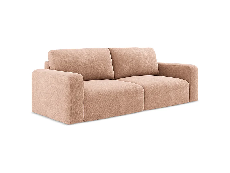 Kanapa 3-osobowa z funkcją spania - z tkaniny szenilowej - brzoskwiniowy - KONA