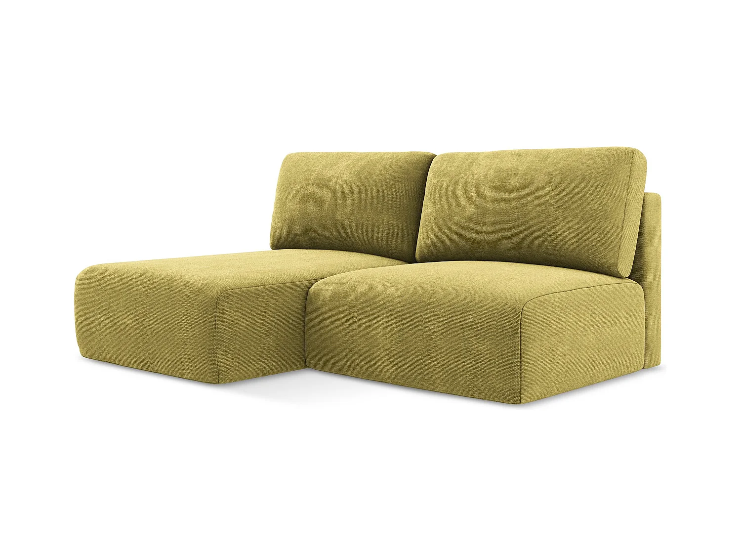 Canapé d’angle 3 places gauche sans accoudoir convertible en Chenille - vert citron - KONA