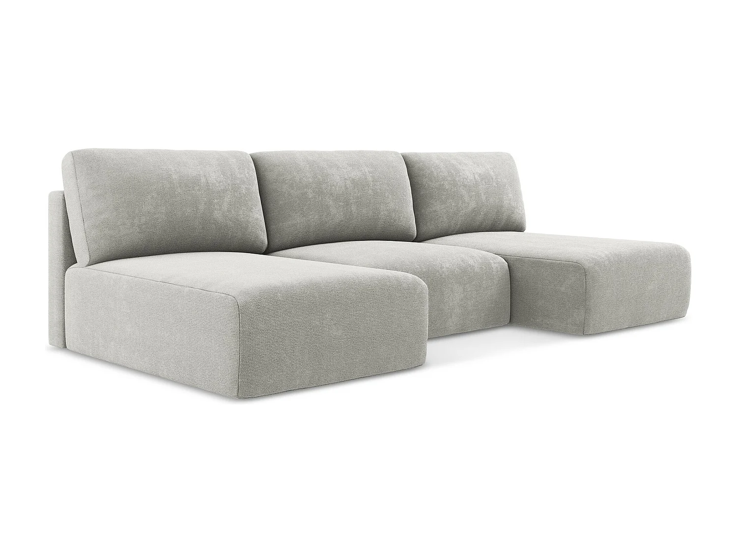 Canapé panoramique sans accoudoir convertible en Chenille - gris clair - KONA